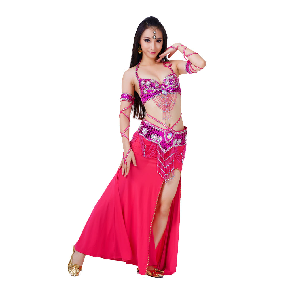 New Arrivals Belly Dance Costumes with Polyester Skirt Belly Dance Dress 1 Set 5pcs