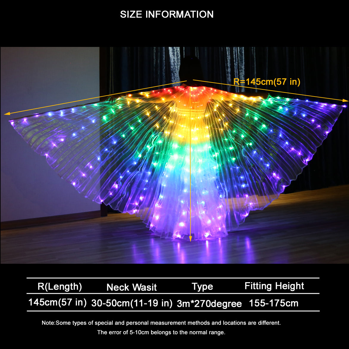 2022 New Arrivals LED Isis Wings Carnival Halloween Shows Wings Costume Cloak LED Cape with Telescopic Sticks