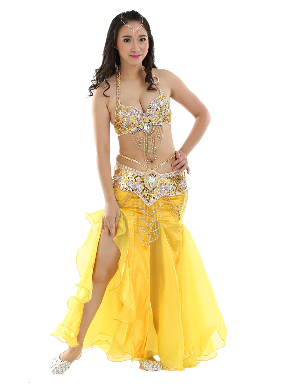 New Arrivals Belly Dance Costumes with Flannel Rose Skirt Belly Dance Dress 1 Set