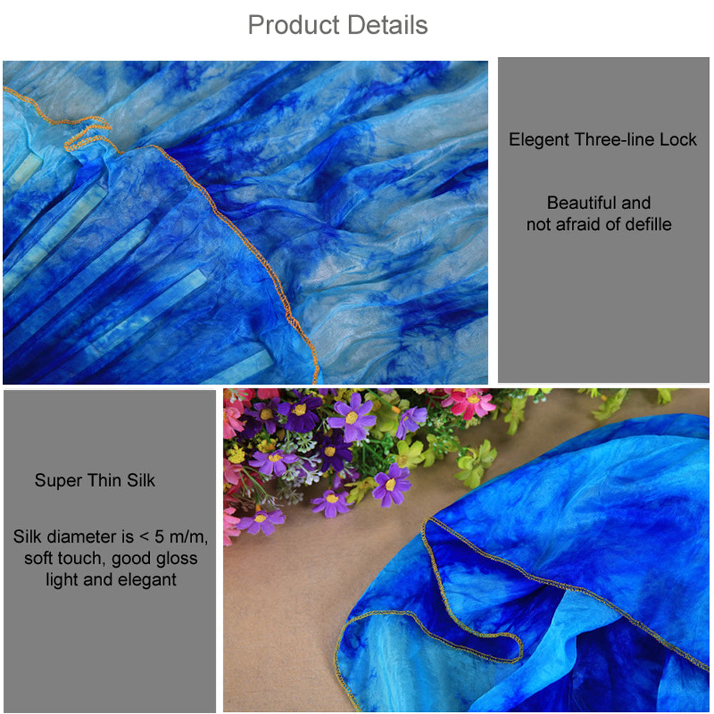 New Arrivals 180x90cm 18 Colors 100% Real Silk Chinese Belly Dance Fan Veil Hand Made Belly Dance Fans