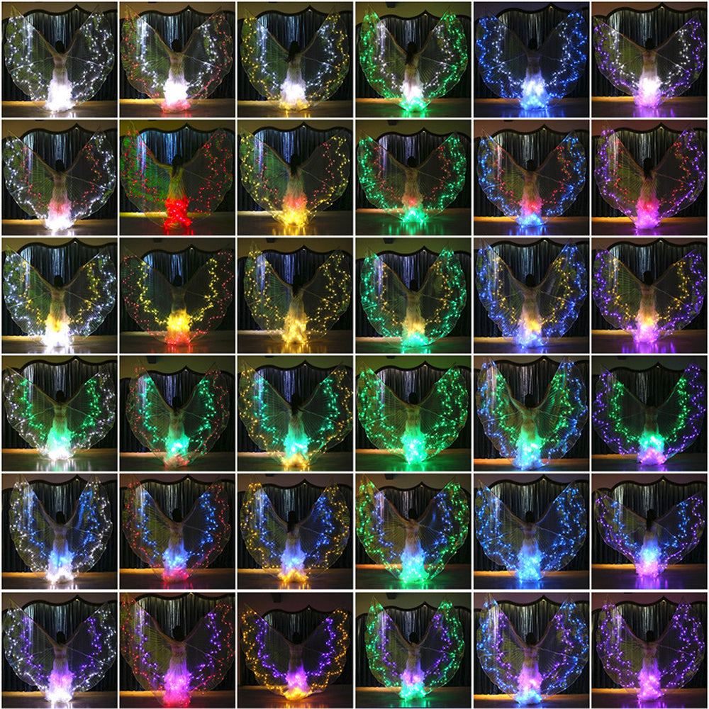 2023 New Arrivals LED Isis Wing 12-Pointed Star - Belly Dance Light Up Wings for Carnival Halloween Party Club Wear with Telescopic Sticks