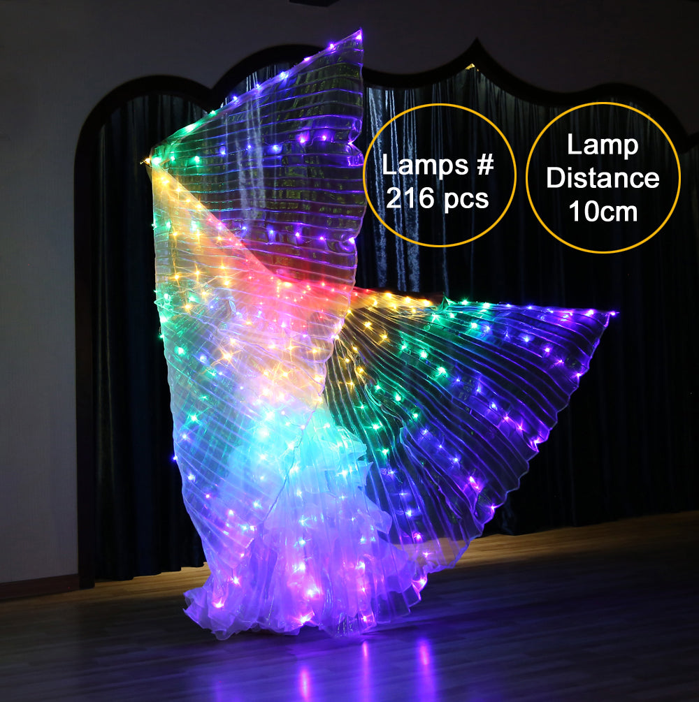 2022 New Arrivals LED Isis Wings Carnival Halloween Shows Wings Costume Cloak LED Cape with Telescopic Sticks