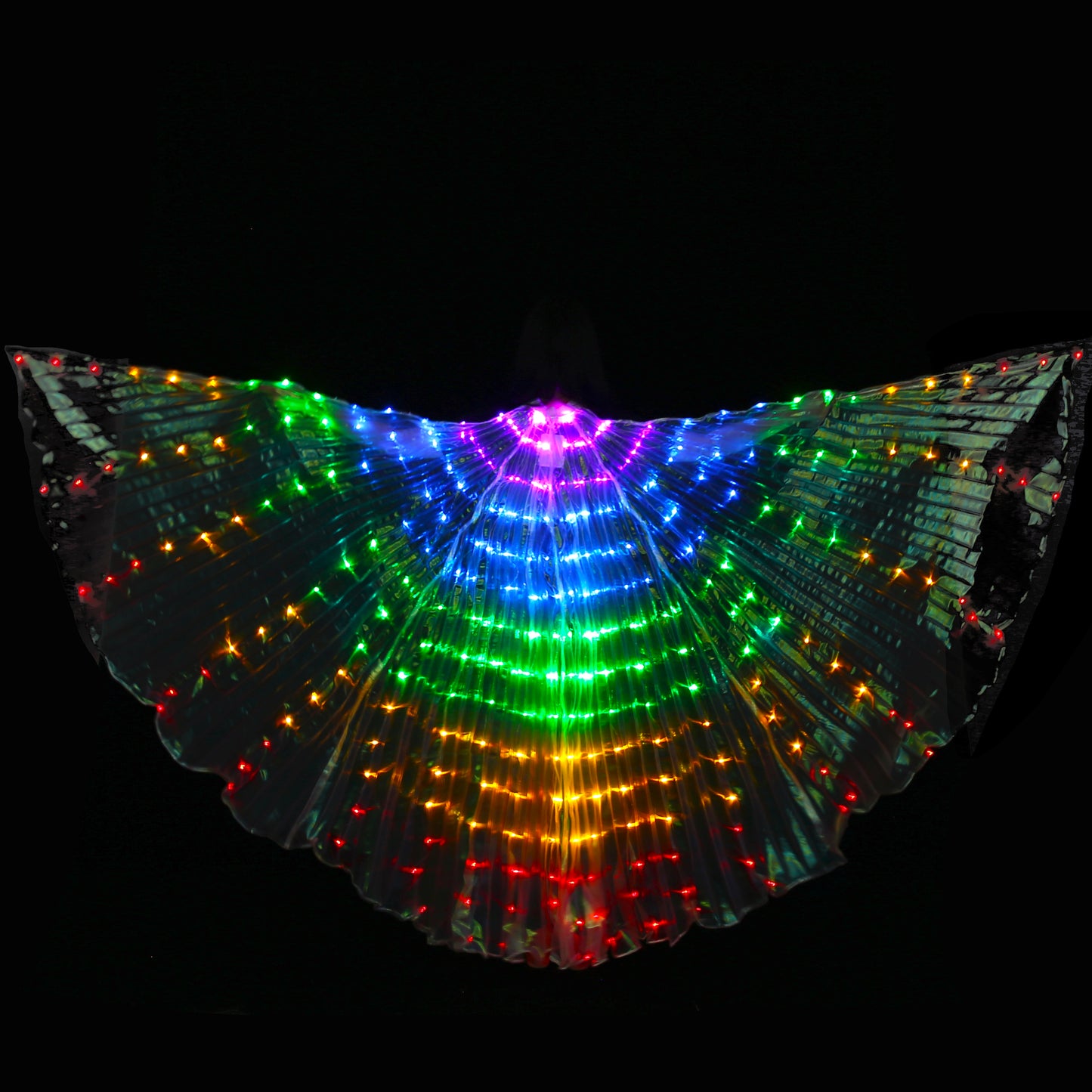 2022 New Arrivals LED Isis Wing 5 Color Rainbow - Belly Dance Light Up Wing Carnival Halloween Party Club Wear with Telescopic Sticks